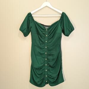 Walter Baker Odette Dress Button Ruched Mini Puff Sleeve Date Night - Size 6